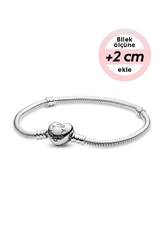 Classic Silver Bracelets-Moments Heart Clip Bracelet