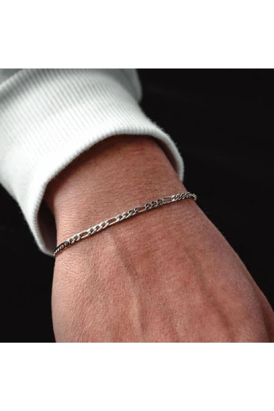 Bracelet Sets-3mm Figaro Model 925 Sterling Silver Men's Bracelet Imprint 253882842