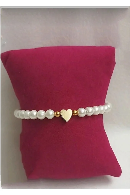 Link Bracelets for Women-Women's Pearl Heart Bracelet