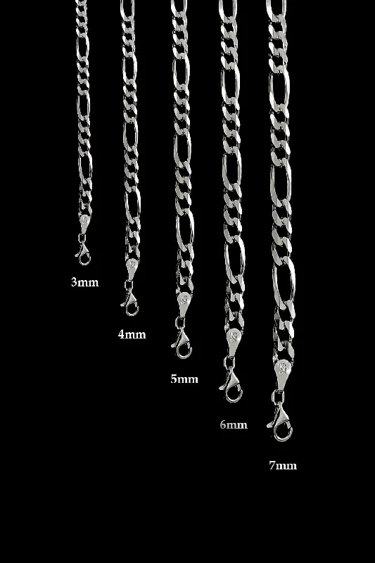 Chunky Bracelets-925 Sterling Silver Men's Figaro Chain Bracelet