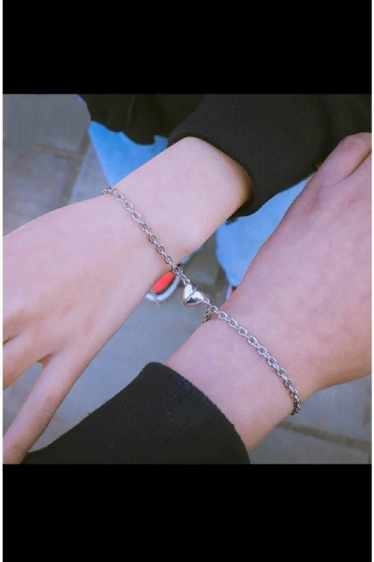 Luxury Leather Bracelets-Magnetic Heart Lover Couple Bracelet