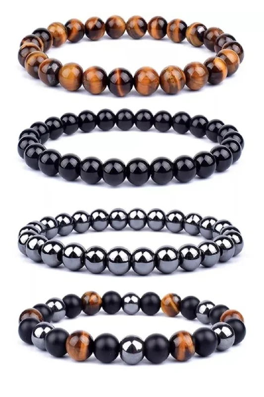 Gold Link Chain Bracelets-Power Luck Balance Chakra Bracelet - Tigereye-hematite-onyx