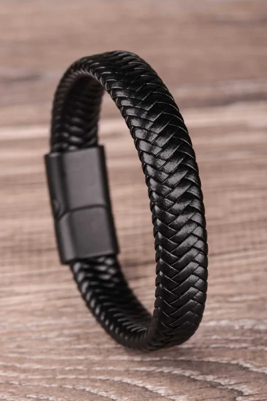 Leather Bracelets for Men-Magnet Vegan Leather Men's Bracelet