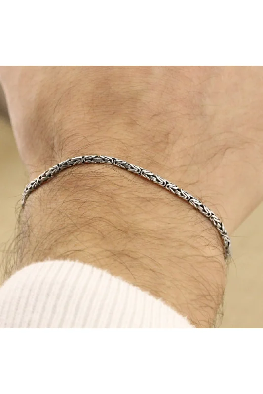 Tennis Bracelet Sets-925 Sterling Silver Men's King Chain Bracelet