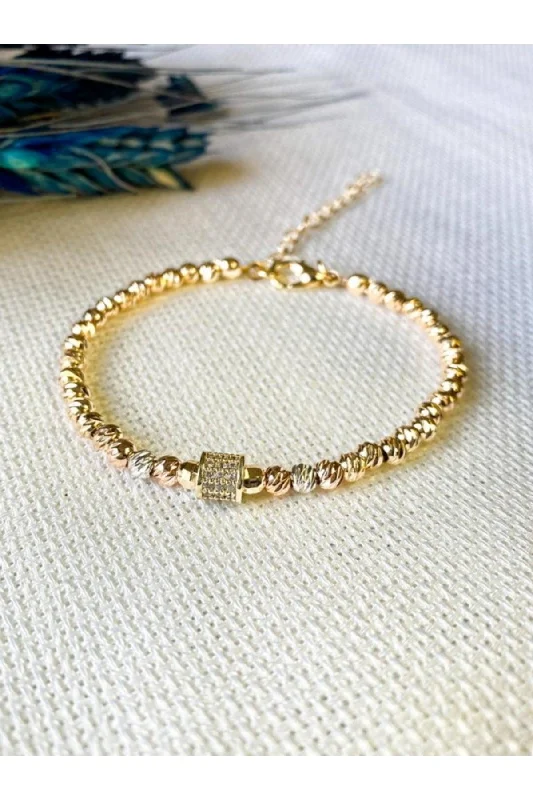 Classic Gold Bracelets-Dorica Sparkle Stone Detail Bracelet