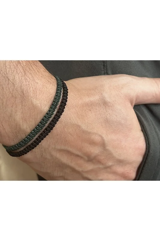 Pearl Bracelets for Weddings-Unisex Macrame Bracelet Black Khaki Green-gift Bracelet-rope Bracelet