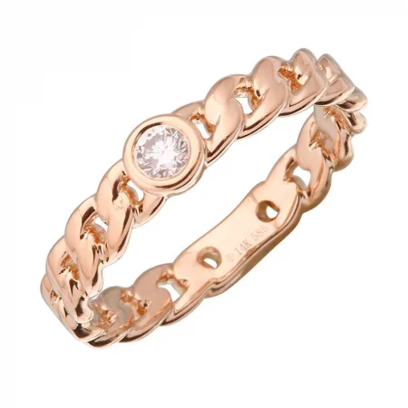 Custom Rings-14K Rose Gold Diamond Chain Link Ring