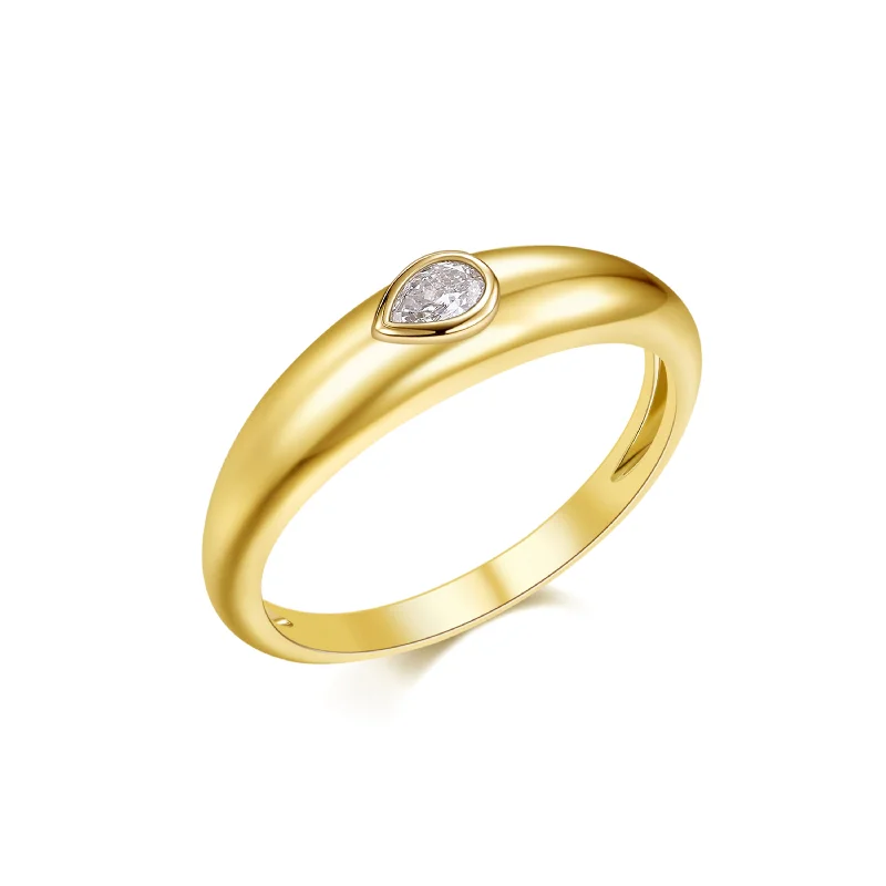 Eternity Diamond Rings-14K Yellow Gold Pear Diamond High Polished Ring