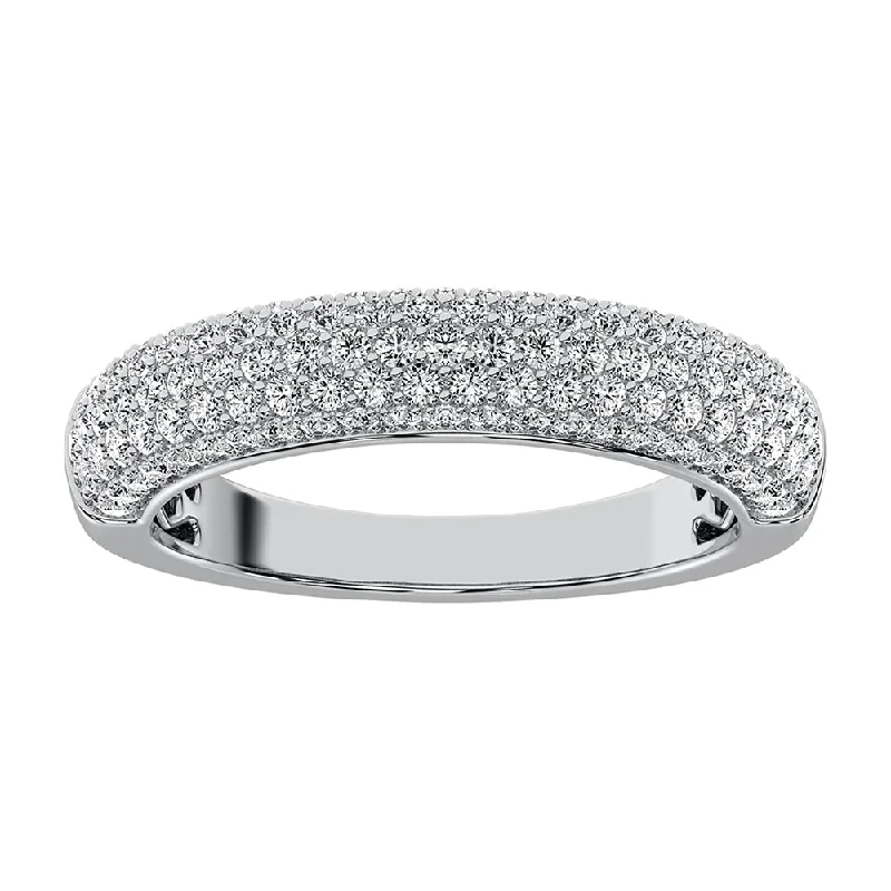 Adjustable Silver Rings-14K White Gold 3/4 Ct.Tw. Diamond Pave Set Fashion Band