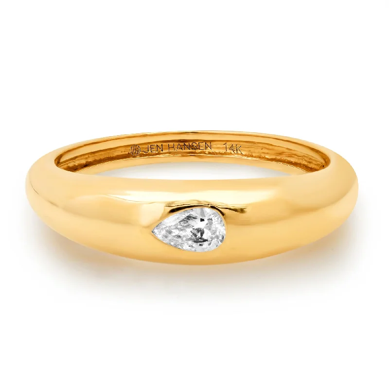 Eternity Band Rings-EMBEDDED PEAR DIAMOND RING, 14kt GOLD