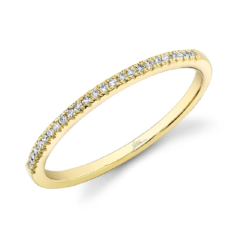 Vintage Diamond Rings-14K Yellow Gold Diamond Thin Half-Way Band