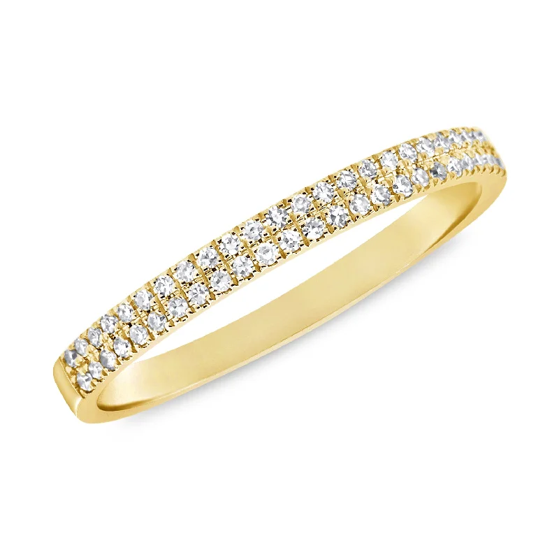 Men's Gold Wedding Rings-14K Yellow Gold .17Ct Diamond Double Band