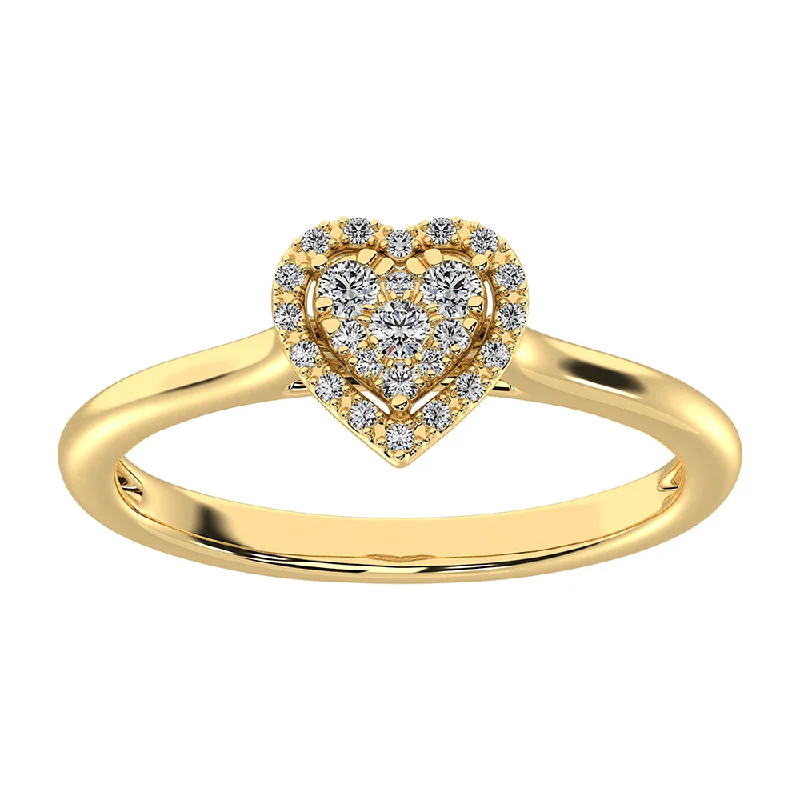 Unique Wedding Bands-10K Yellow Gold 1/6 Ct.Tw. Diamond Heart Promise Ring