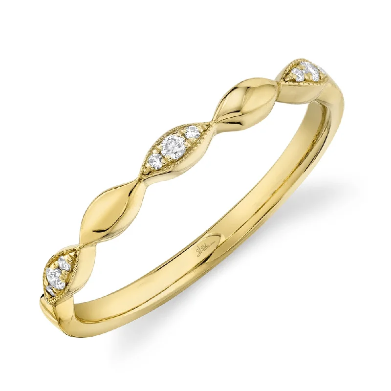 Gold Stackable Rings-14K Yellow Gold Diamond Lady's Band