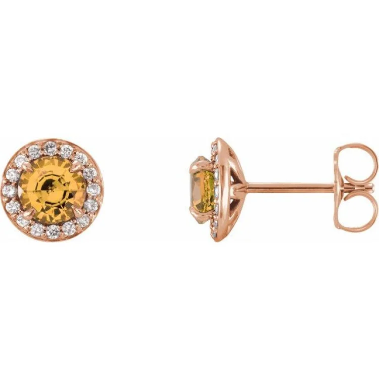 Fun Earrings-14K Rose 5 mm Natural Citrine & 1/8 CTW Natural Diamond Earrings