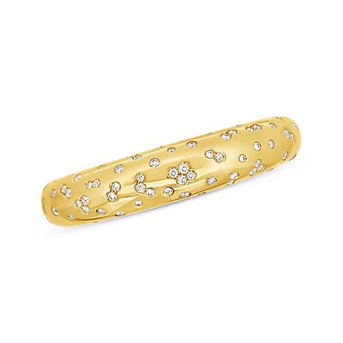 Stylish Bangles-Yellow Gold & Scattered Diamond Bangle