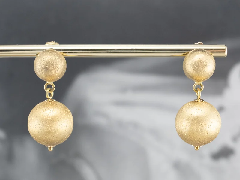 Crystal Drop Earrings-Sparkling Gold Bauble Drop Earrings