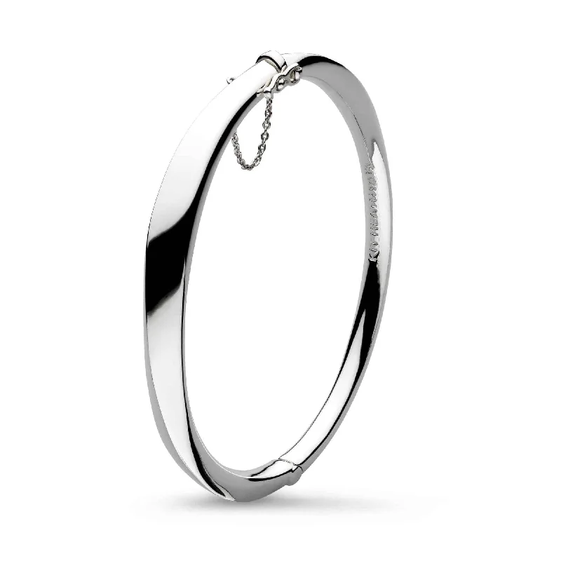 Gold and Silver Bangles-Silver Bevel Cirque Hinged Bangle