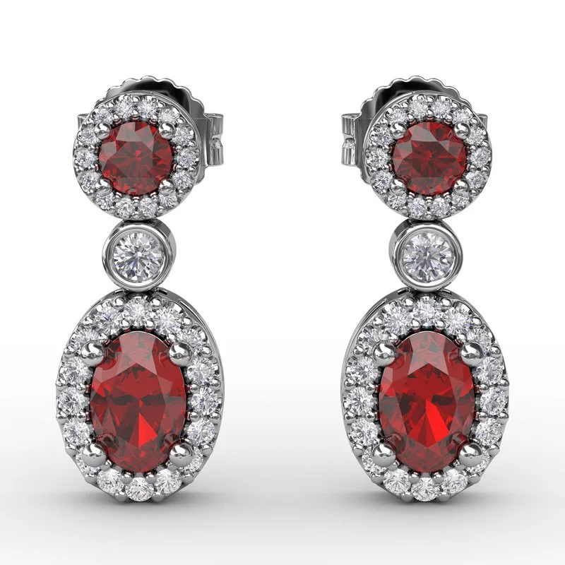 Pearl Drop Stud Earrings-Set the Scene Ruby and Diamond Dangle Earrings ER1624R