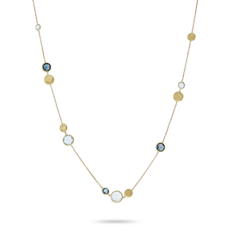 Embellished Necklaces-18K Yellow Gold Mixed Blue Topaz Necklace