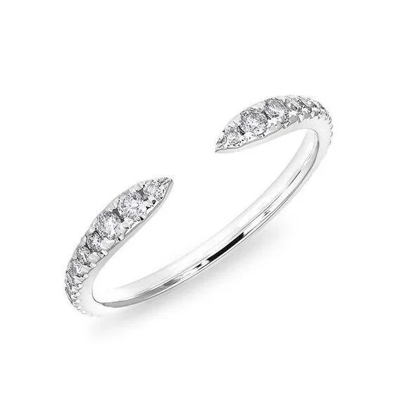 Stackable Silver Rings-14K White Gold Open Diamond Ring