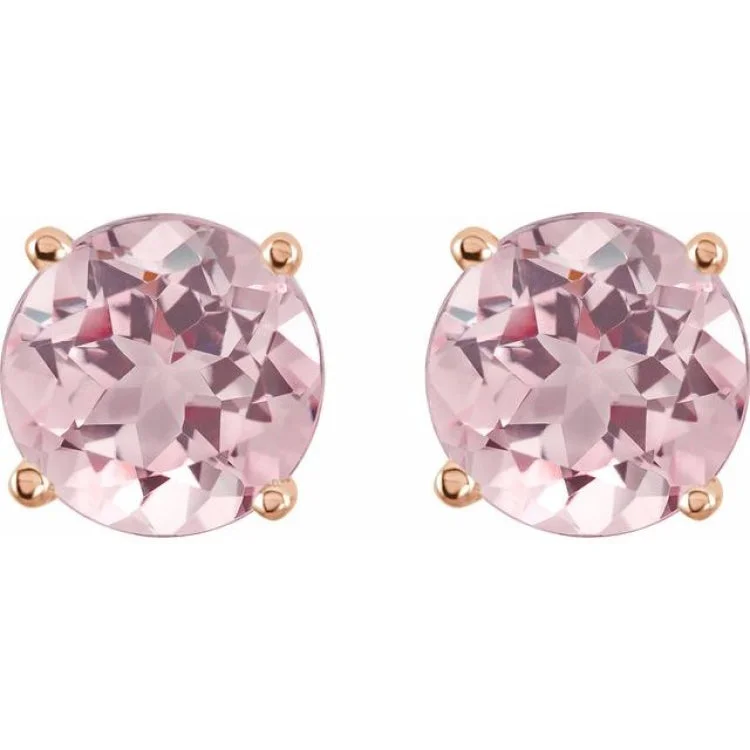 Bohemian Earrings-14K Rose 5 mm Natural Pink Morganite Stud Earrings