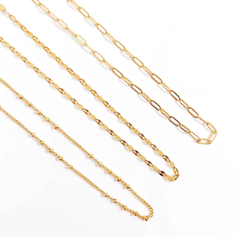 Mixed Metal Necklaces-Gold Dainty Chains Bundle