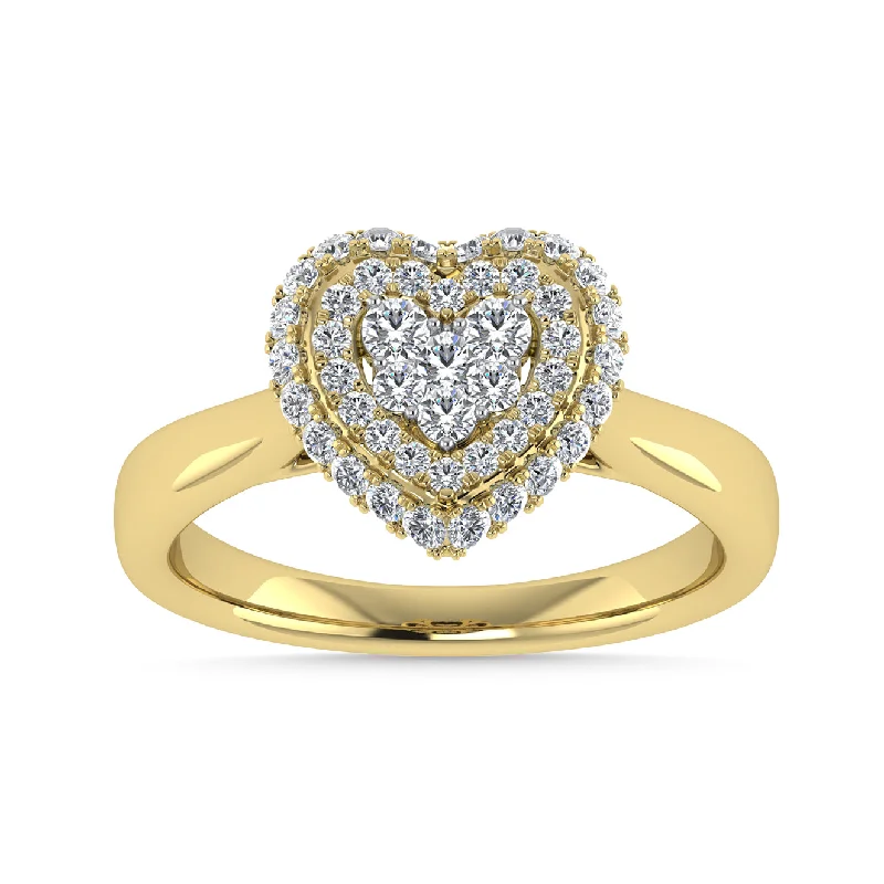 Solitaire Wedding Bands-Diamond 1/2 Ct.Tw. Cluster Fashion Ring in 14K Two Tone Gold