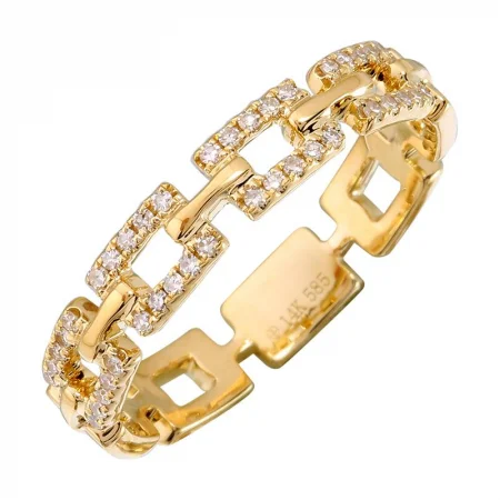 Cocktail Rings-14K Yellow Gold Diamond Link Ring