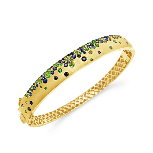 Multicolor Bangle Sets-Tsavorite & Sapphire Bangle Bracelet