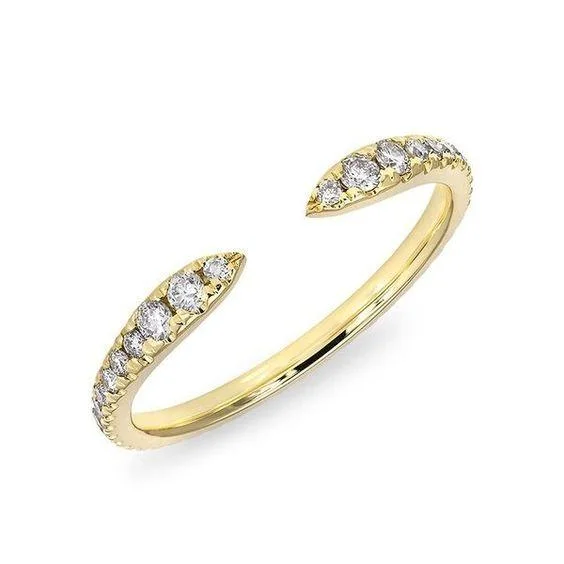 Floral Rings-14K Yellow Gold Diamond Open Spike Ring