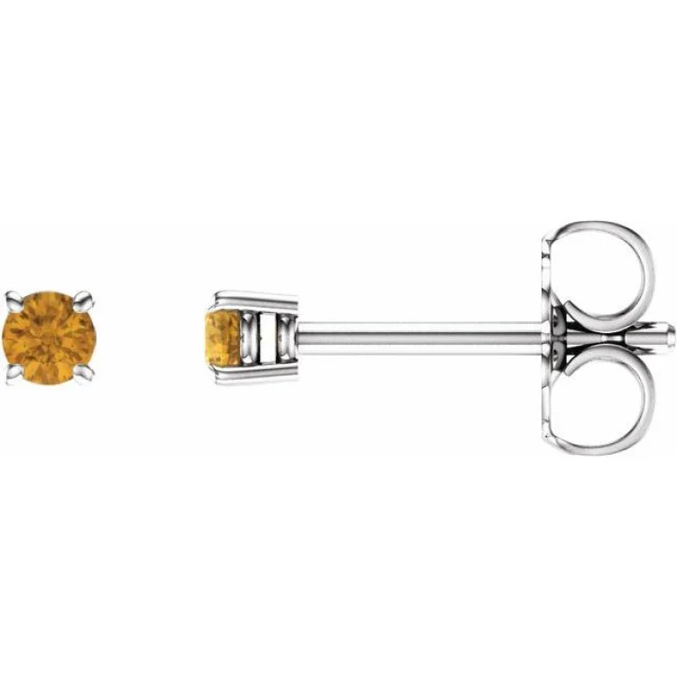 White Gold Earrings-14K White 2.5 mm Natural Citrine Stud Earrings