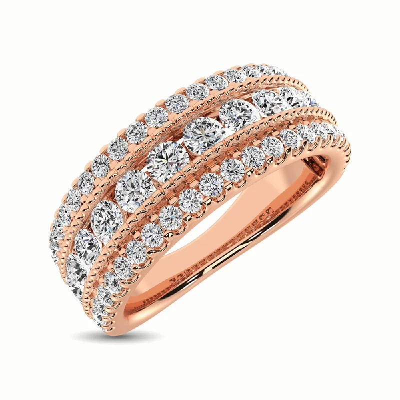 Rose Gold Wedding Rings for Women-14K Rose Gold 1 1/3 Ct.Tw. Diamond Anniversary Ring