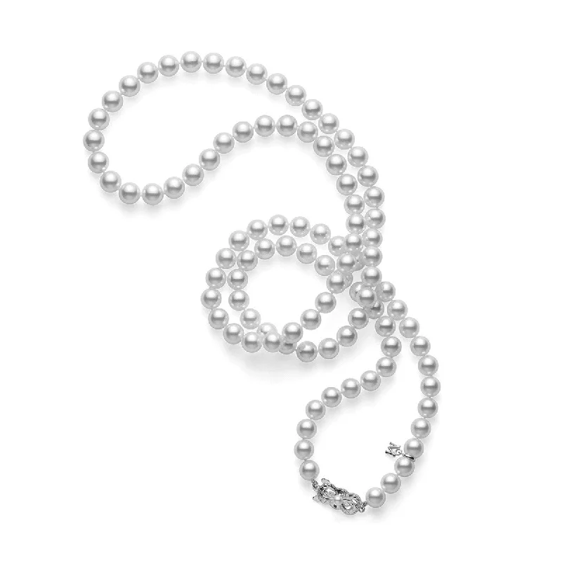 Round Gemstone Necklaces-Akoya Cultured Pearl Strand Necklace