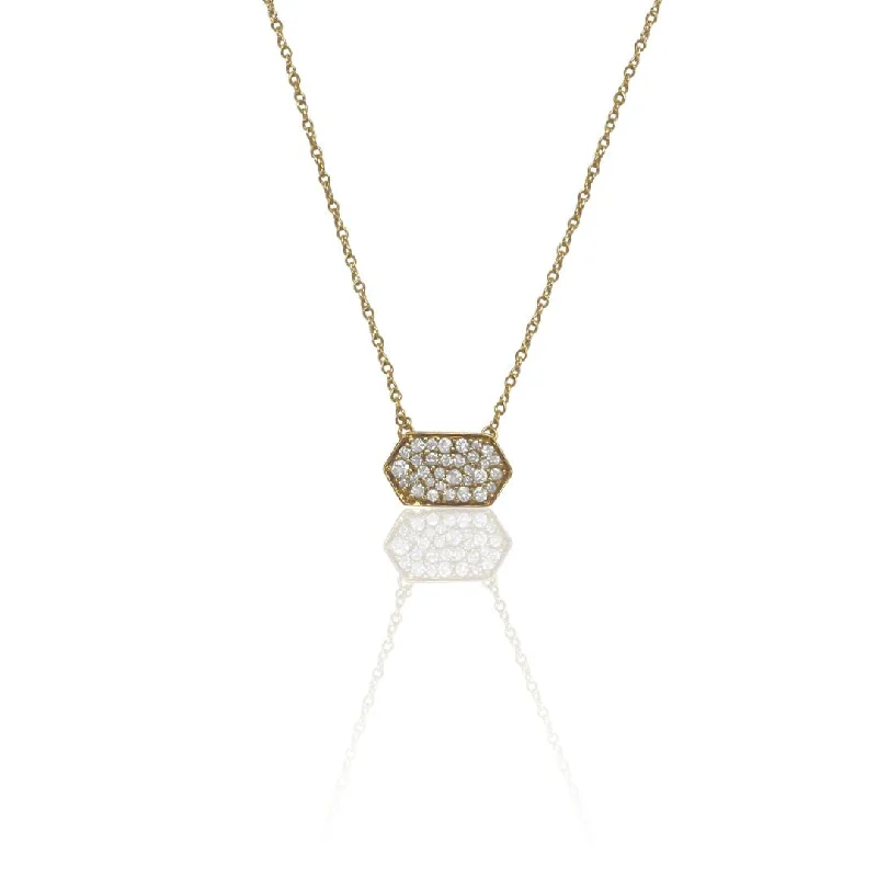 Birthstone Necklaces-10K Yellow Gold 1.00 CT Diamond Pavé Hexagon Necklace