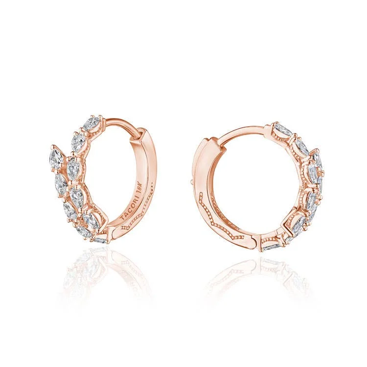 Silver Earrings-Stilla | Medium Hoop Pear Diamond Earrings in 18k Rose Gold FE831PK