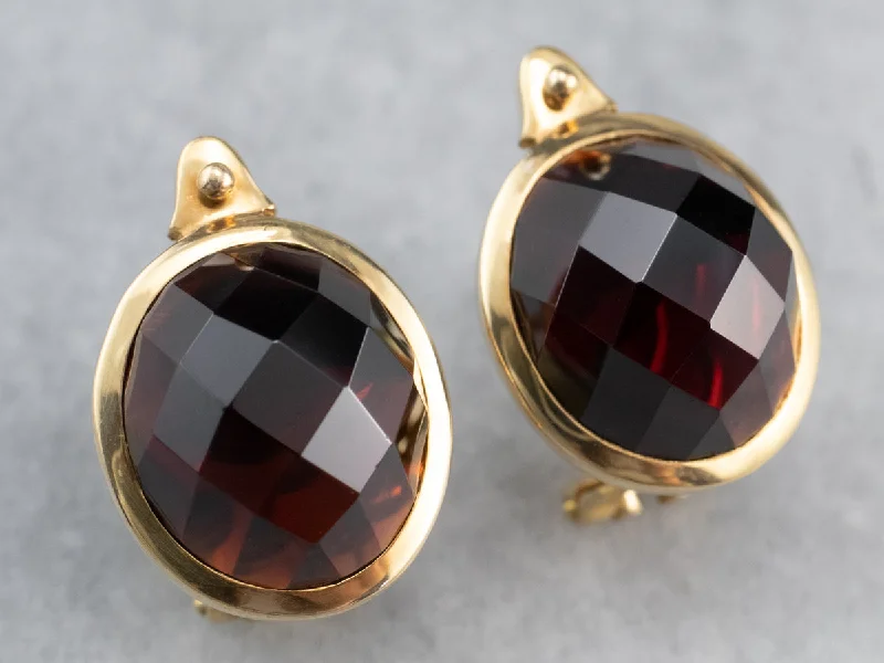 Textured Hoop Earrings-Bold Gold Garnet Stud Earrings