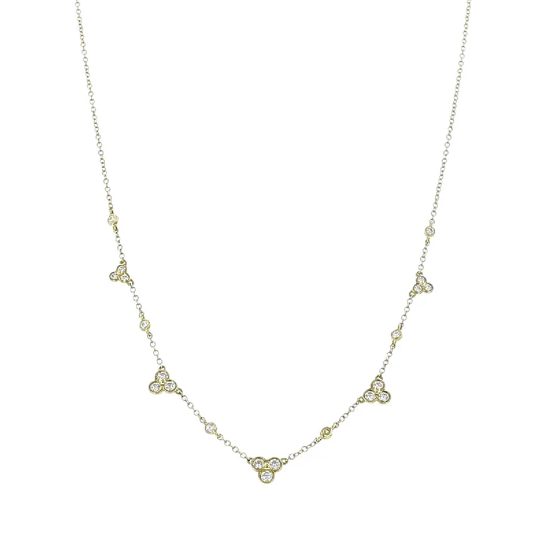 Diamond Necklaces-18K Yellow Gold Diamond Lace Pendant Necklace