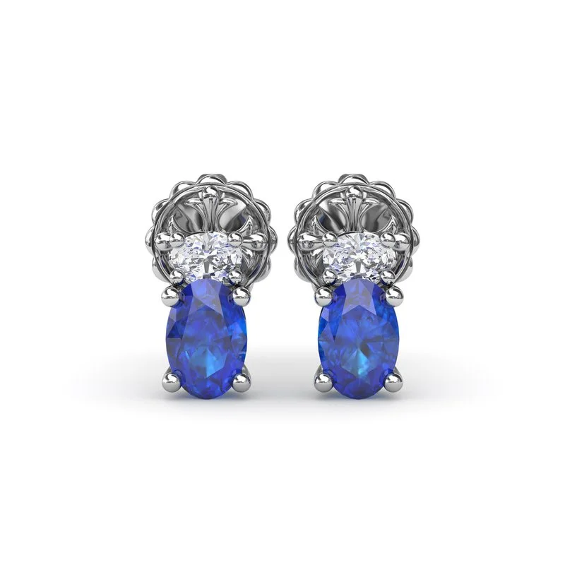 Big Hoop Earrings-Oval Sapphire and Diamond Stud Earrings ER1852S