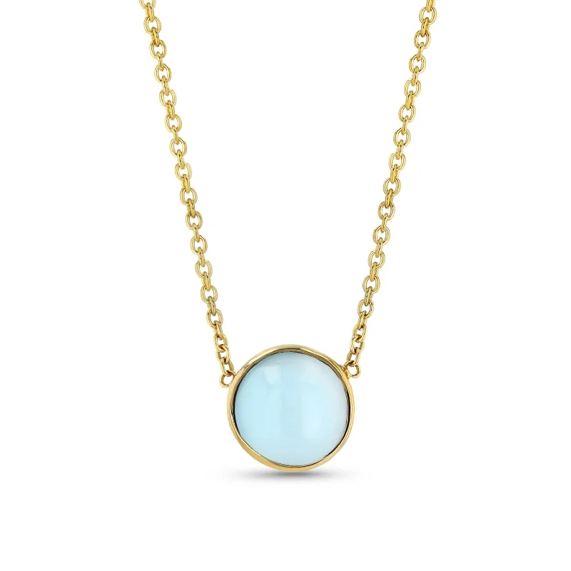 High-end Necklaces-Round Cab Necklace - Blue Topaz