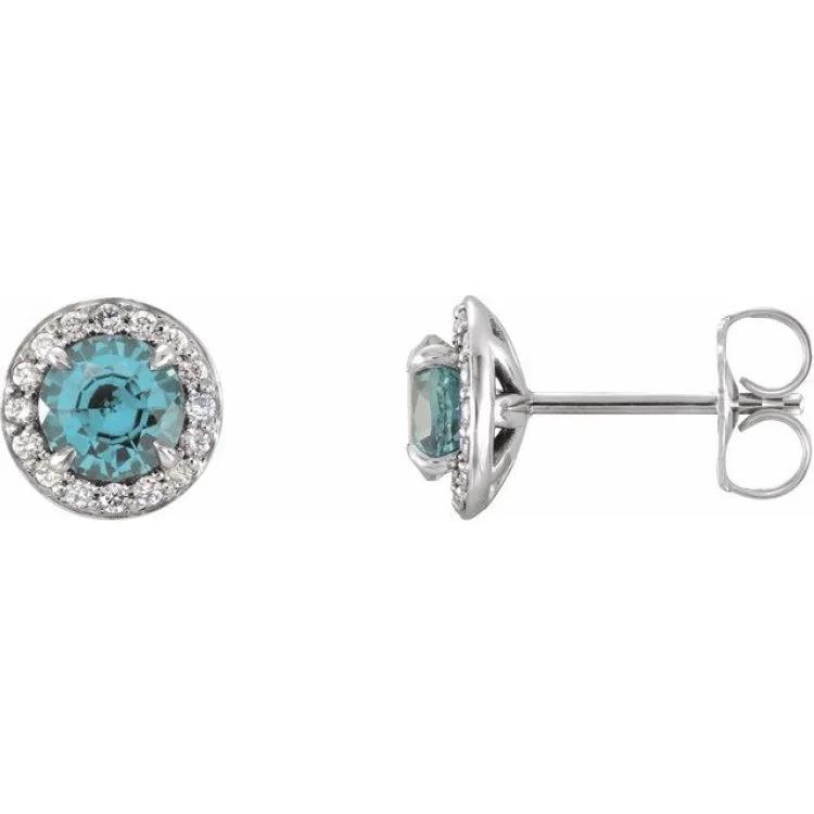 Glass Earrings-14K White 5 mm Natural Aquamarine & 1/8 CTW Natural Diamond Earrings