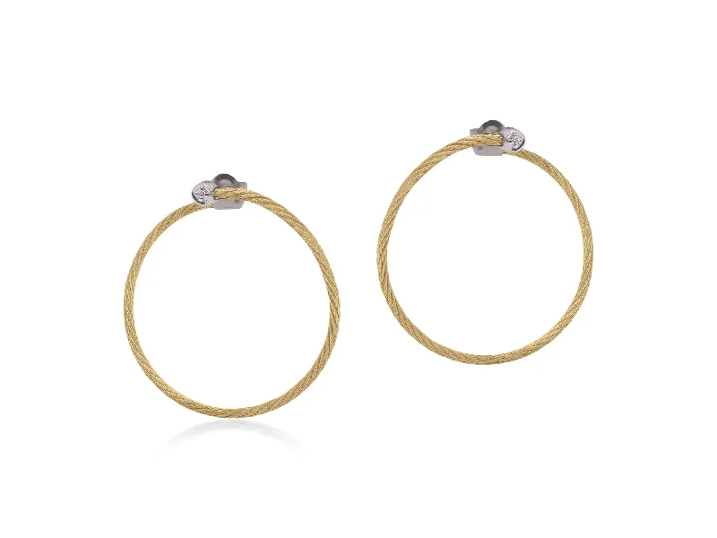 Multi-gem Earrings-ALOR Yellow Cable Front to Back Hoop Earrings with 18kt Gold & Diamonds