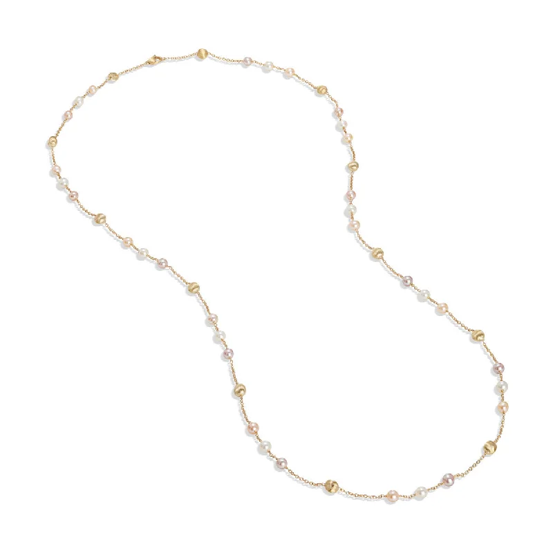 Chain Necklaces-18K Yellow Gold and Pearl Long Necklace