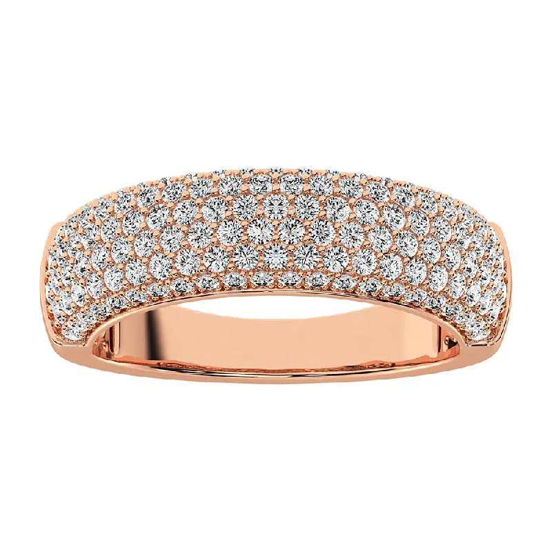 Diamond Eternity Rings-14K Rose Gold 1 Ct.Tw. Diamond Pave Set Fashion Band