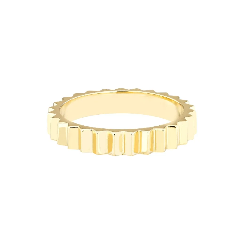 Women's Engagement Rings-14K Yellow Gold Fluted Band