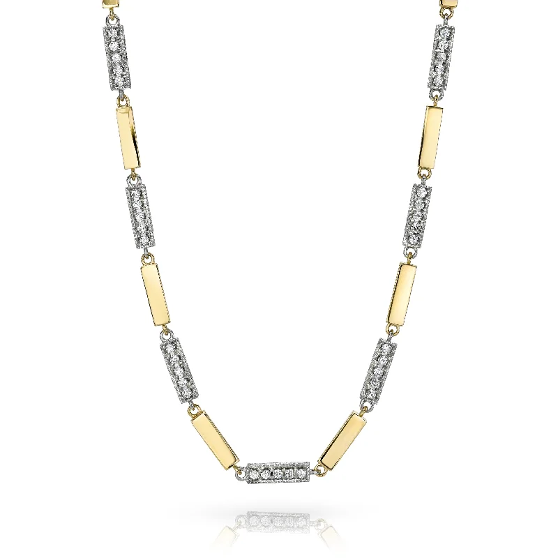 Crystal Heart Necklaces-GIANA NECKLACE WITH DIAMONDS - TWO TONE