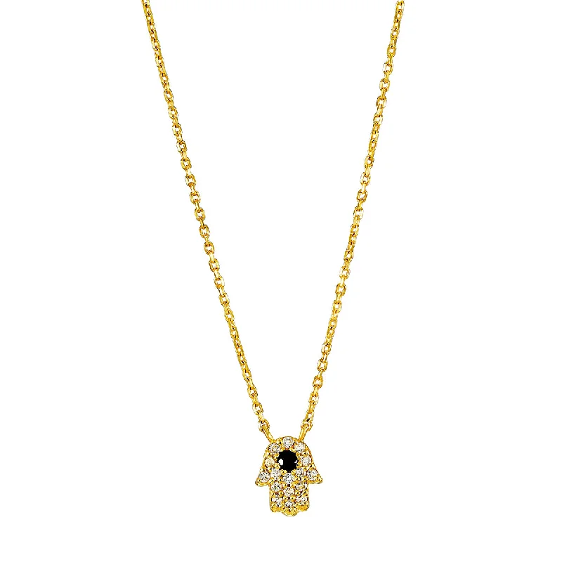 Large Pendant Necklaces-Abundant Blessings 14kt Gold Hamsa Necklace 