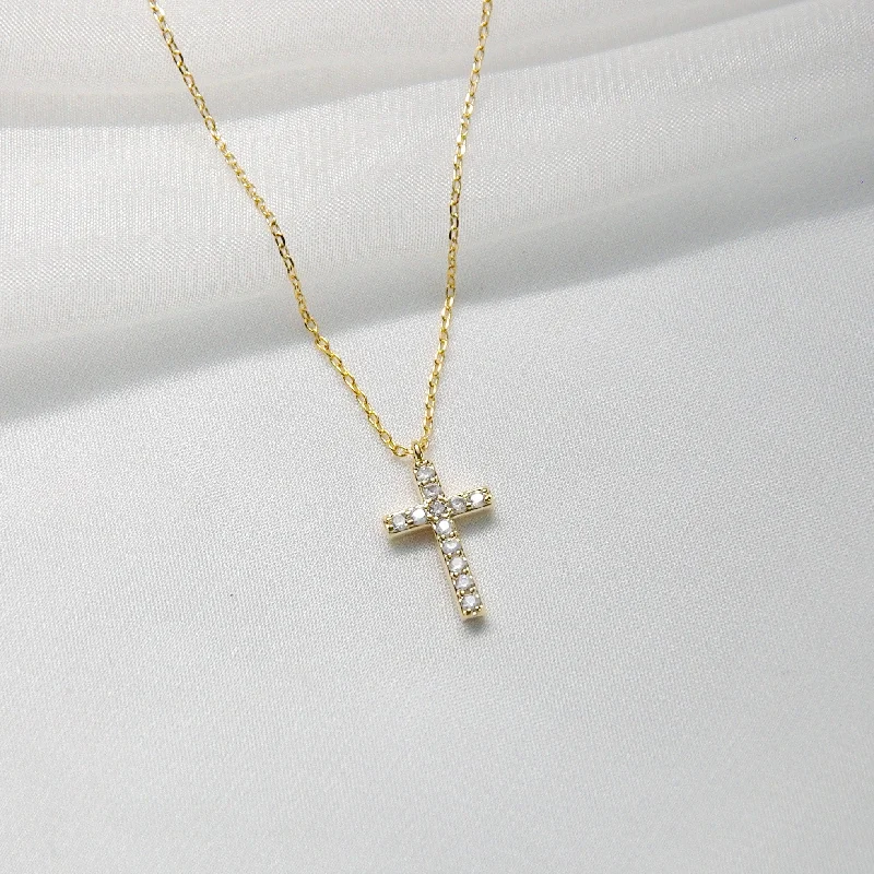 Personalized Name Necklaces-Square CZ Stone Cross Necklace