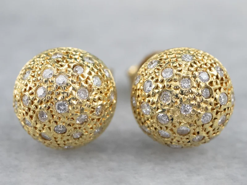 Luxury Hoop Earrings-18K Gold Diamond Cluster Earrings