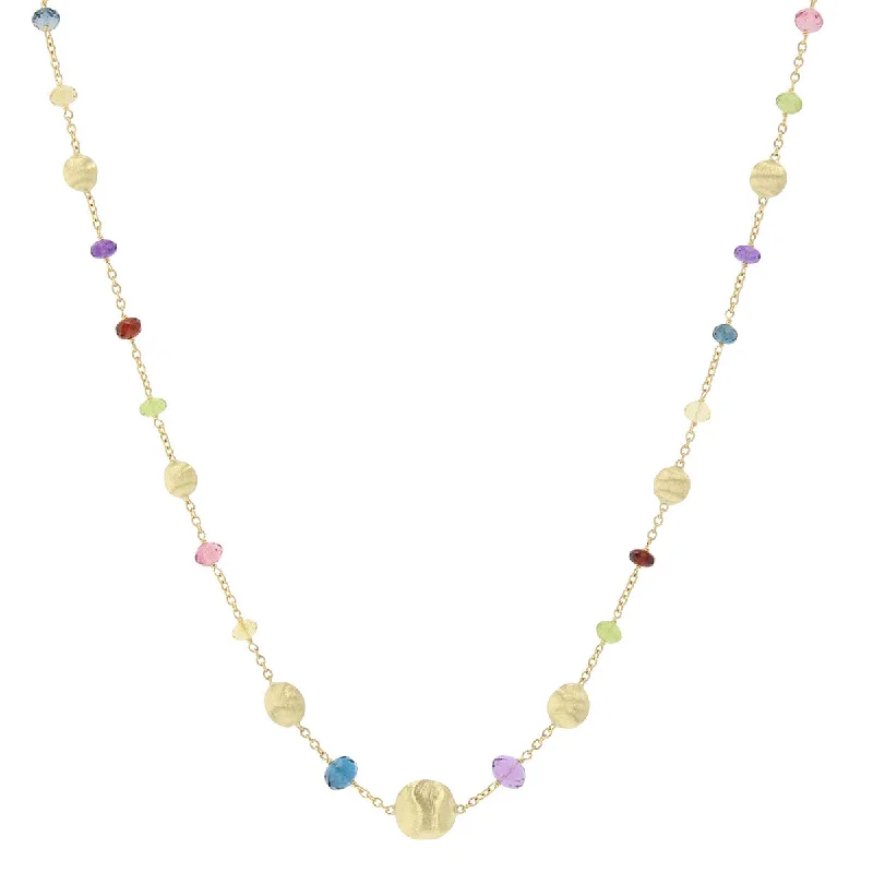 Rose Gold Chain Necklaces-18K Yellow Gold Mixed Gemstone Necklace